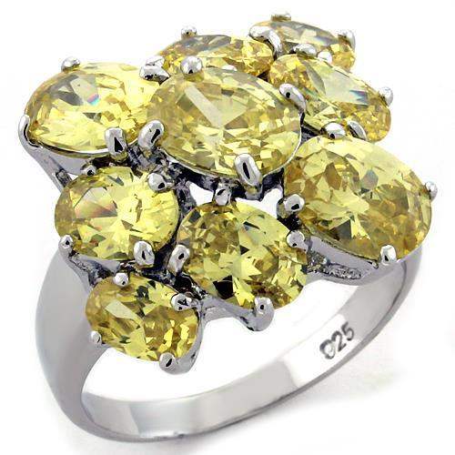 LOAS1109 - Rhodium 925 Sterling Silver Ring with AAA Grade CZ in Topaz - Alamode - Flyclothing LLC