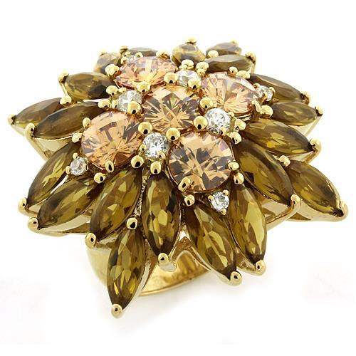 LOAS1121 - Gold 925 Sterling Silver Ring with AAA Grade CZ in Multi Color - Alamode - Flyclothing LLC