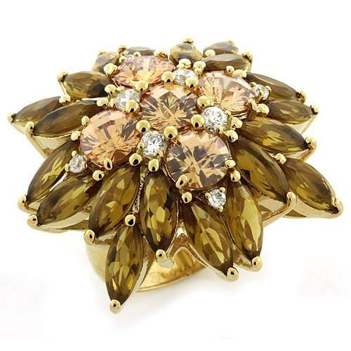 LOAS1121 - Gold 925 Sterling Silver Ring with AAA Grade CZ  in Multi Color