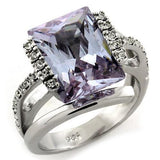 LOAS1124 - Rhodium 925 Sterling Silver Ring with AAA Grade CZ  in Light Amethyst - Alamode