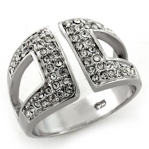 LOAS1137 - Rhodium 925 Sterling Silver Ring with Top Grade Crystal  in Clear - Alamode