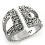 LOAS1137 - Rhodium 925 Sterling Silver Ring with Top Grade Crystal  in Clear - Alamode