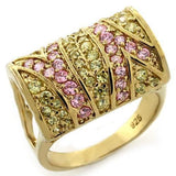 LOAS1139 - Gold 925 Sterling Silver Ring with AAA Grade CZ  in Multi Color - Alamode