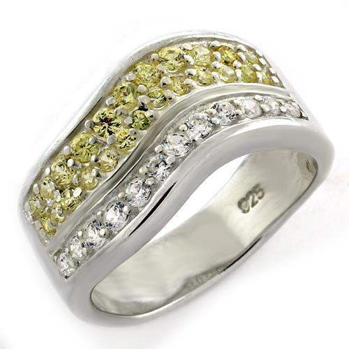LOAS1144 - High-Polished 925 Sterling Silver Ring with AAA Grade CZ in Citrine - Alamode - Flyclothing LLC
