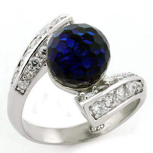 LOAS1145 - Rhodium 925 Sterling Silver Ring with Top Grade Crystal in Clear - Alamode - Flyclothing LLC