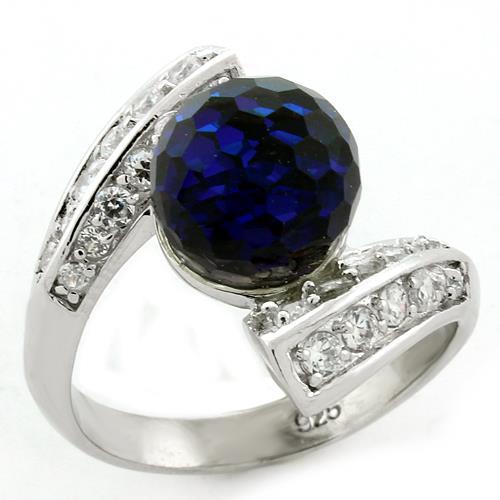 LOAS1145 - Rhodium 925 Sterling Silver Ring with Top Grade Crystal  in Clear - Alamode