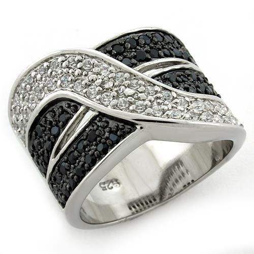 LOAS1147 - Special Color 925 Sterling Silver Ring with AAA Grade CZ in Jet - Alamode - Flyclothing LLC