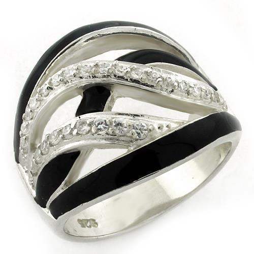 LOAS1152 - High-Polished 925 Sterling Silver Ring with AAA Grade CZ in Clear - Alamode - Flyclothing LLC