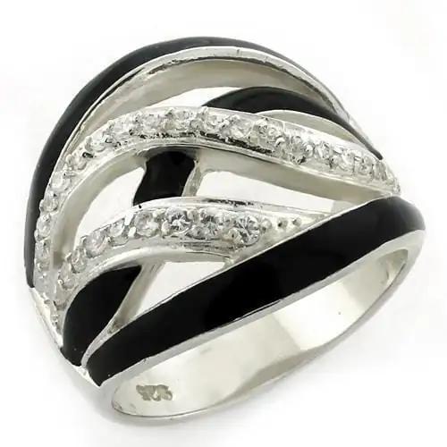 LOAS1152 - High-Polished 925 Sterling Silver Ring with AAA Grade CZ  in Clear - Alamode