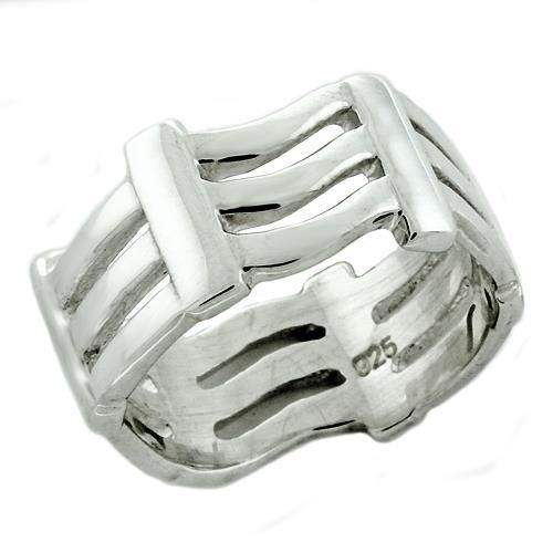 LOAS1157 - High-Polished 925 Sterling Silver Ring with No Stone - Alamode - Flyclothing LLC