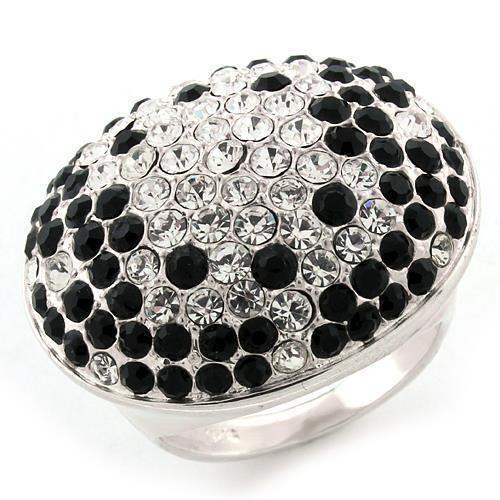 LOAS1160 - High-Polished 925 Sterling Silver Ring with Top Grade Crystal in Multi Color - Alamode - Flyclothing LLC