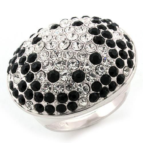 LOAS1160 - High-Polished 925 Sterling Silver Ring with Top Grade Crystal  in Multi Color - Alamode