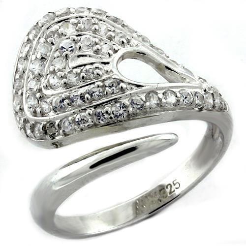 LOAS1161 - High-Polished 925 Sterling Silver Ring with AAA Grade CZ  in Clear - Alamode