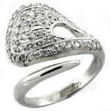 LOAS1161 - High-Polished 925 Sterling Silver Ring with AAA Grade CZ  in Clear - Alamode