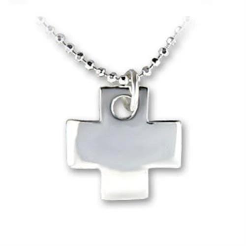 LOAS1164 - High-Polished 925 Sterling Silver Chain Pendant with No Stone - Alamode