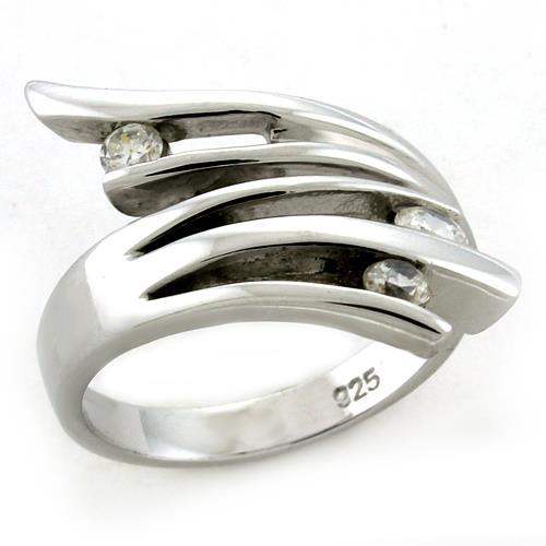 LOAS1170 - Rhodium 925 Sterling Silver Ring with Top Grade Crystal in Clear - Alamode - Flyclothing LLC