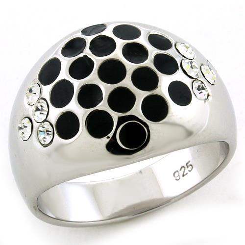 LOAS1171 - Rhodium 925 Sterling Silver Ring with Top Grade Crystal in Clear - Alamode - Flyclothing LLC