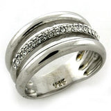 LOAS1176 - Rhodium 925 Sterling Silver Ring with Top Grade Crystal  in Clear - Alamode