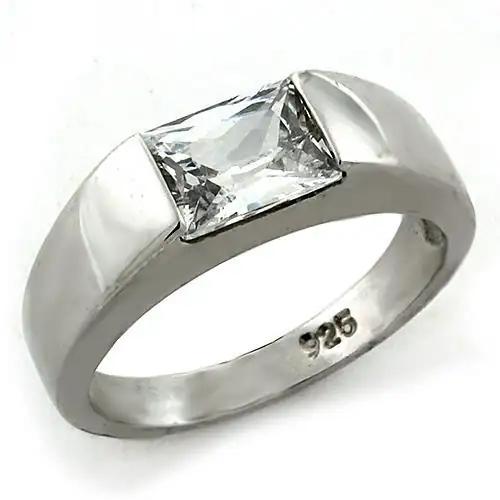 LOAS1179 - Rhodium 925 Sterling Silver Ring with AAA Grade CZ  in Clear - Alamode