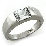 LOAS1179 - Rhodium 925 Sterling Silver Ring with AAA Grade CZ  in Clear - Alamode