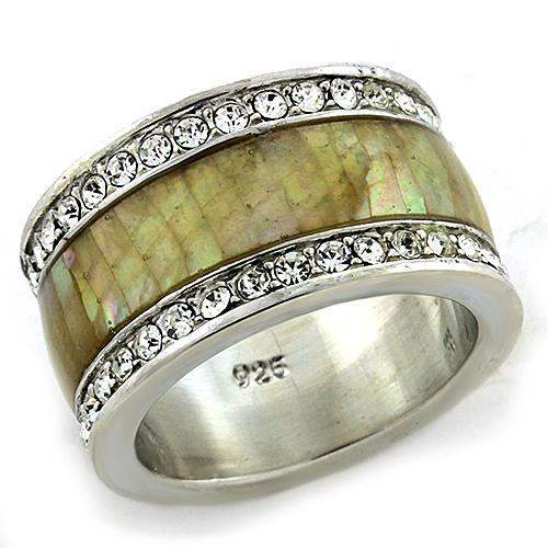 LOAS1180 - Rhodium 925 Sterling Silver Ring with Precious Stone Conch in Multi Color - Alamode - Flyclothing LLC