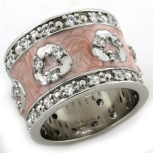 LOAS1181 - Rhodium 925 Sterling Silver Ring with AAA Grade CZ  in Clear - Alamode