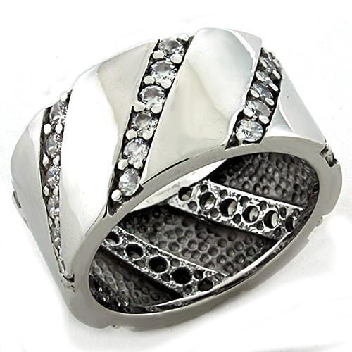 LOAS1192 - Rhodium 925 Sterling Silver Ring with AAA Grade CZ  in Clear - Alamode