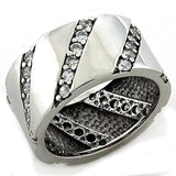 LOAS1192 - Rhodium 925 Sterling Silver Ring with AAA Grade CZ  in Clear - Alamode