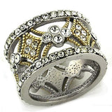 LOAS1193 - Gold+Rhodium 925 Sterling Silver Ring with Top Grade Crystal  in Clear - Alamode