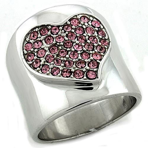 LOAS1196 - Rhodium 925 Sterling Silver Ring with Top Grade Crystal  in Rose - Alamode