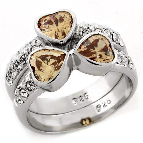 LOAS1213 - Rhodium 925 Sterling Silver Ring with AAA Grade CZ in Clear - Alamode - Flyclothing LLC