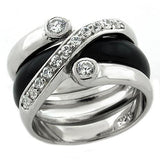 LOAS1218 - Rhodium 925 Sterling Silver Ring with AAA Grade CZ  in Clear - Alamode