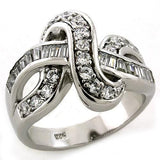 LOAS1304 - Rhodium 925 Sterling Silver Ring with AAA Grade CZ  in Clear - Alamode