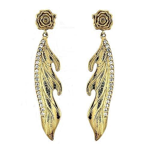 LOAS1313 - Gold 925 Sterling Silver Earrings with AAA Grade CZ  in Clear - Alamode