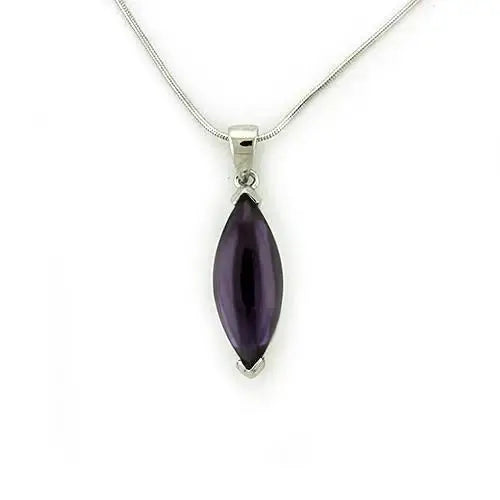 LOAS1316 - Rhodium 925 Sterling Silver Chain Pendant with AAA Grade CZ in Amethyst - Alamode - Flyclothing LLC
