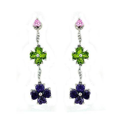 LOAS1327 - Rhodium 925 Sterling Silver Earrings with AAA Grade CZ in Multi Color - Alamode - Flyclothing LLC