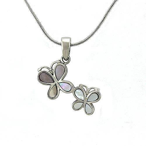 LOAS1328 - Rhodium 925 Sterling Silver Chain Pendant with Precious Stone Conch in Multi Color - Alamode - Flyclothing LLC