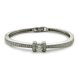 LOAS1329 - Rhodium 925 Sterling Silver Bangle with AAA Grade CZ  in Clear - Alamode