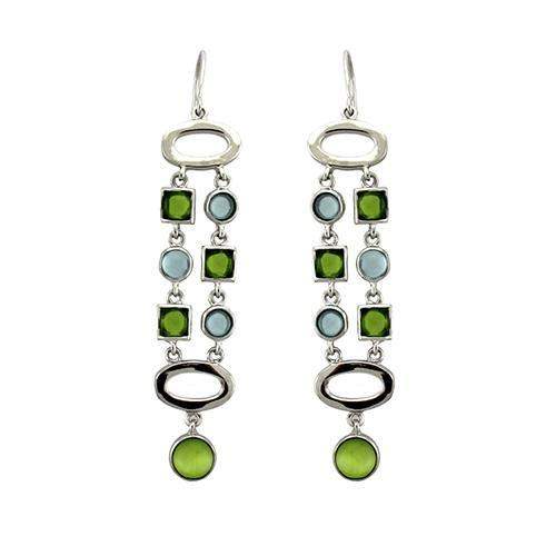 LOAS1334 - Rhodium 925 Sterling Silver Earrings with AAA Grade CZ in Peridot - Alamode - Flyclothing LLC