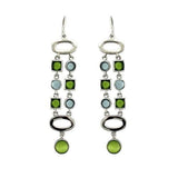 LOAS1334 - Rhodium 925 Sterling Silver Earrings with AAA Grade CZ  in Peridot
