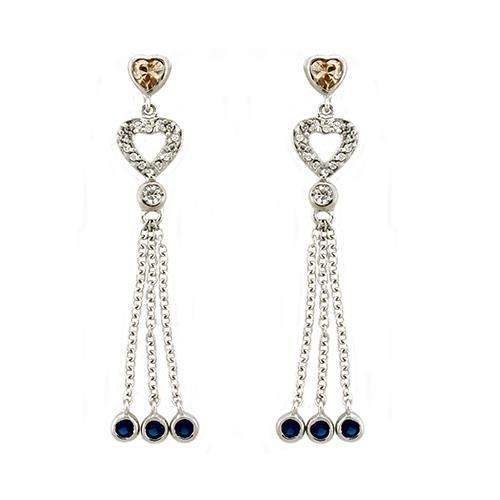 LOAS1337 - Rhodium 925 Sterling Silver Earrings with AAA Grade CZ in Champagne - Alamode - Flyclothing LLC