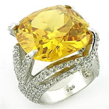LOAS767 - Rhodium 925 Sterling Silver Ring with AAA Grade CZ  in Champagne - Alamode