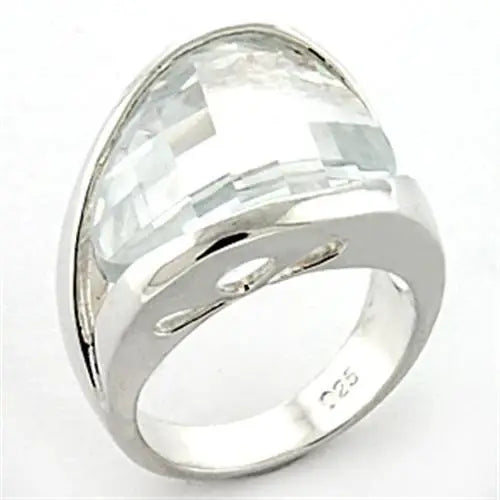 LOAS776 - Rhodium 925 Sterling Silver Ring with AAA Grade CZ in Clear - Alamode - Flyclothing LLC