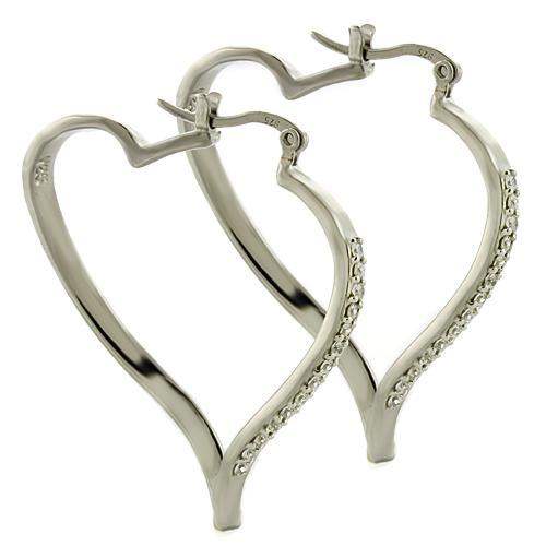 LOAS784 - High-Polished 925 Sterling Silver Earrings with AAA Grade CZ in Clear - Alamode - Flyclothing LLC
