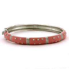 LOAS811 - Rhodium 925 Sterling Silver Bangle with Epoxy  in Rose