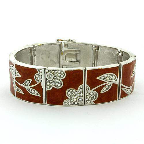 LOAS812 - Rhodium 925 Sterling Silver Bracelet with Top Grade Crystal in Clear - Alamode - Flyclothing LLC