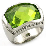 LOAS817 - Rhodium 925 Sterling Silver Ring with Synthetic Synthetic Glass in Peridot - Alamode