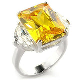 LOAS828 - High-Polished 925 Sterling Silver Ring with AAA Grade CZ  in Citrine - Alamode