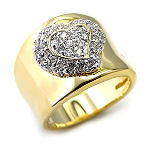 LOAS830 - Gold+Rhodium 925 Sterling Silver Ring with AAA Grade CZ  in Clear