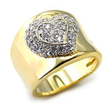 LOAS830 - Gold+Rhodium 925 Sterling Silver Ring with AAA Grade CZ  in Clear - Alamode